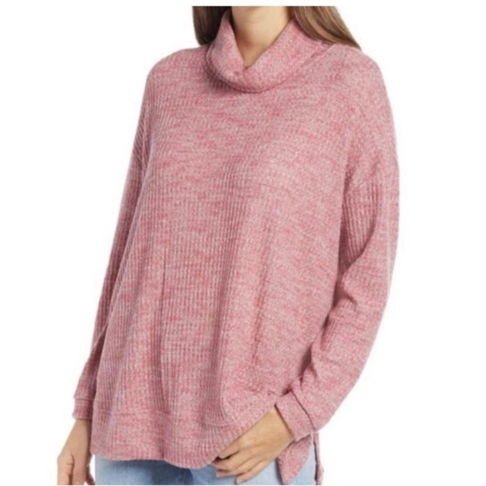 Everleigh Cowl Neck Knit Tunic Top in Mauve NWT